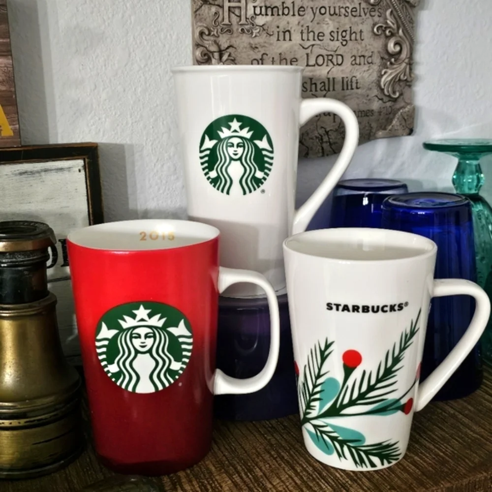 Starbucks Mug Cup Red Ombre 16 oz Tall Logo Siren 🧜‍♀️ Coffee Holiday 2015